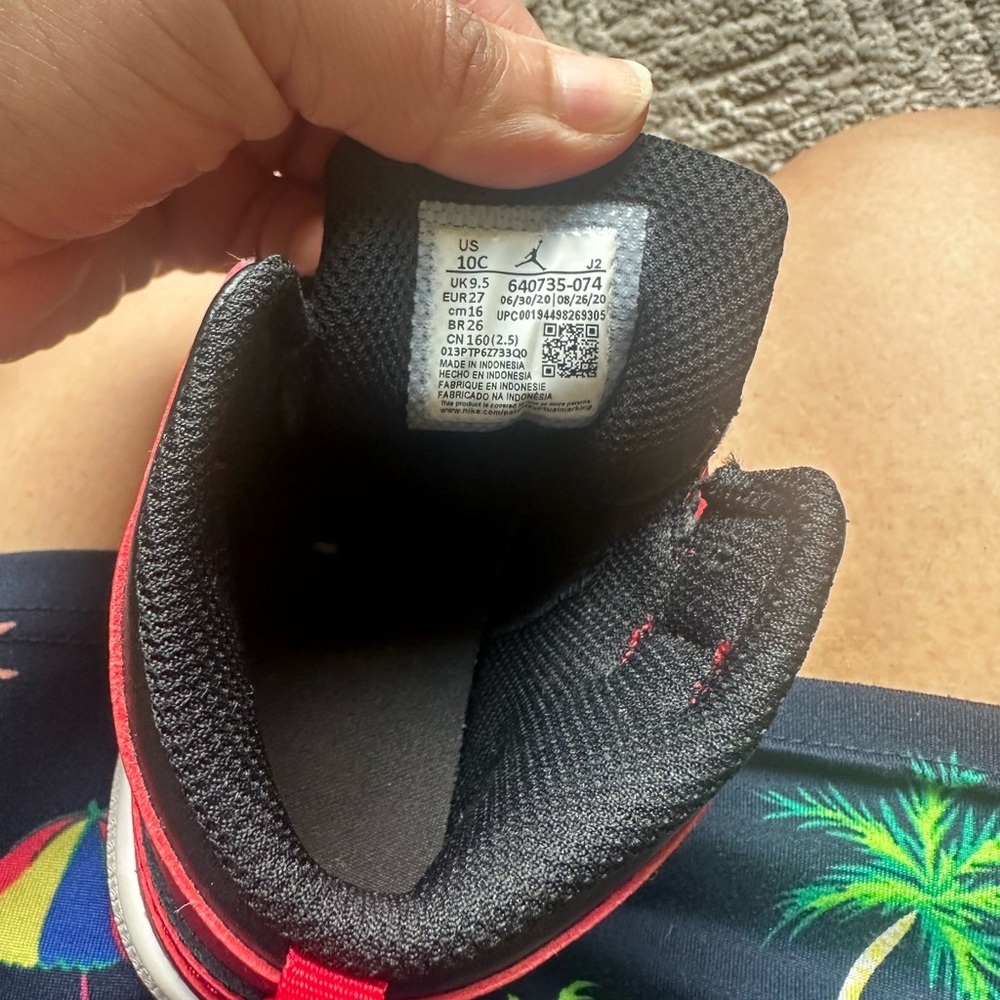 Nike Air Jordan Kids Black & Red High-Top Sneakers - Picture 15 of 16